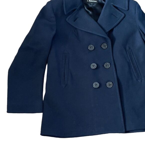 J. PETERMAN Navy 💯% Wool Double-Breasted Jacket Size 12 - Picture 8 of 15